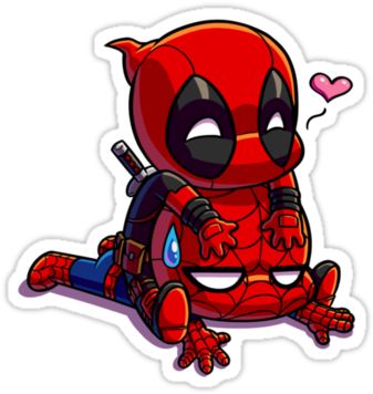 Deadpool Kawaii, Deadpool Stickers, Cute Deadpool, Deadpool Tattoo, Spiderman Stickers, Deadpool X Spiderman, Chibi Marvel, Arte Doodle, Deadpool And Spiderman