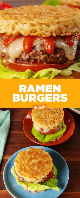 Ramen Burger Recipe, Munchies Food, Crazy Burger, Ramen Burger, Teriyaki Burgers, Unique Burgers, Homemade Ramen, Burger Night, Ramen Noodle Recipes