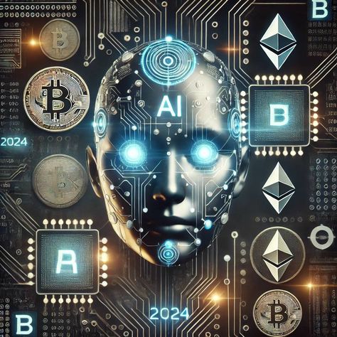 Illustration of AI and cryptocurrency symbols representing the intersection of technology and digital assets. Online Stock Trading, Cryptocurrency Trading, Digital Assets, Stock Trading, New Opportunities, Cryptocurrency, The Future, Quick Saves