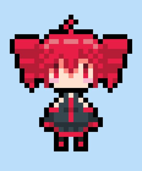 Vtuber Pixel Art, Pjsk Perler Beads, Vocaloid Perler Beads, Vocaloid Pixel Art, Teto Kasane, Kasane Teto, Easy Perler Bead Patterns, Easy Pixel Art, Perler Art