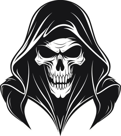 Skull Outline, Skull Tattoo Designs, Soul Reaper, Stencil Patterns Templates, Dark Logo, Skull Icon, Grim Reaper Tattoo, Skull Stencil, Reaper Tattoo