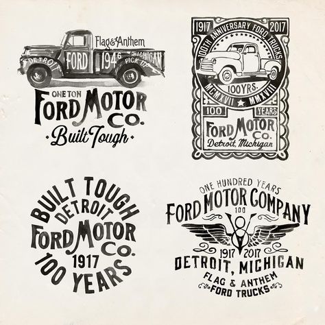 glennwolk Flag and Anthem + Ford Motor Company collaboration. Had the great the opportunity to create art for the 100th anniversary of Ford Trucks. #graphicdesign #typography #fordtrucks #ford #flagandanthem #hotrod #tattoo #vintage Ford Svg, Him And Her Tattoos, Mechanics Logo, Tattoo Vintage, Henna Drawings, Cartoon Cars, Ford Logo, Shirt Graphics, Old Fords