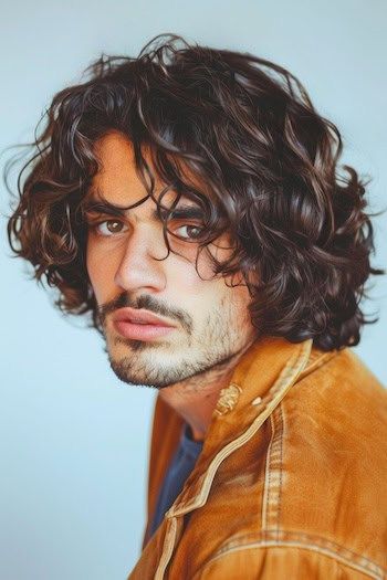 Tousled Curly Bob Medium-Length Hairstyle For Men. Long Mens Haircut Wavy, Medium Curly Hairstyles, Haircut Summer, Curly Taper Fade, Mens Short Curly Hairstyles, 1980s Makeup, Medium Curly Haircuts, Curly Hairstyles For Men, Long Curly Hair Men