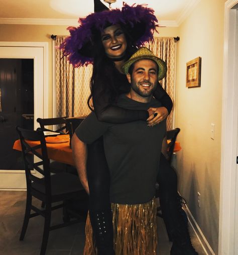 Witch and broom couples Halloween costume #Halloween #couplescostume #witchcostume Broom Costume Human, Witch And Broom Costume Couple, Witches Couple Costume, Couples Witch Costume, Witch And Wizard Costume Couple, Witch And Warlock Costumes Couple, Witch Couple Costume, Matching Couples Costumes, Couples Costumes Halloween