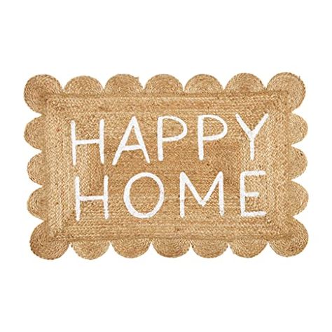 Mud Pie Scalloped Edge Home Jute Doormat, Brown, 35" x 23.5" Jute Mat, Jute Mats, Jute Doormat, Apartment Door, Bath Gift, Welcome Friends, Event Gifts, Floral Tee, Happy Home