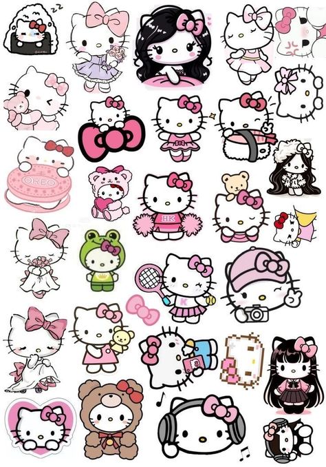 Cute Stickers Hello Kitty, Hello Kitty Stickers Printable, Sanrio Stickers Printable, Sticker Hello Kitty, Stickers Hello Kitty, Sanrio Stickers, Hello Kitty Stickers, ليلو وستيتش, Hello Kitty Imagenes