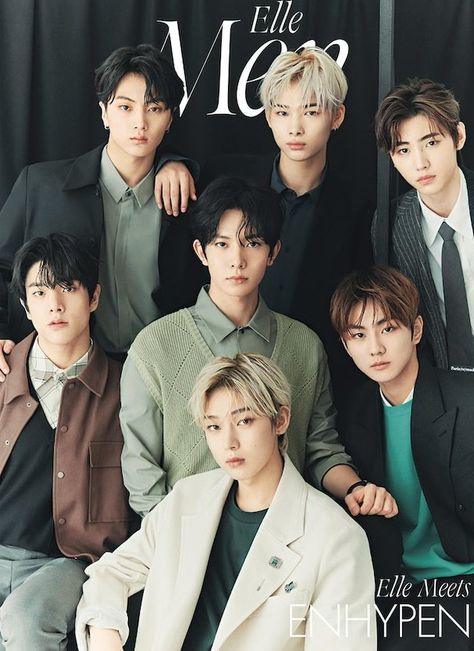 ENHYPEN X ELLE MEN JAPAN AUG 2021 Elle Japan, Man Japan, Enhypen Ot7, Group Photo, Sung Hoon, I Land, Group Photos, Kpop Guys, Kpop Wallpaper