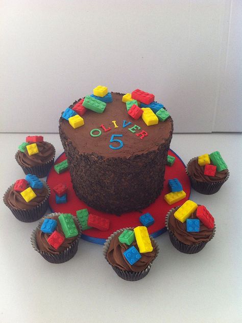 Chocolate covered Lego cake, via Flickr. Easy Lego Birthday Cake, Lego Chocolate Cake, Lego Girls Birthday Party, Easy Lego Cake Ideas, Chocolate Lego Cake, Lego Chocolate, Cake With Blackberries, Lego Torte, Chocolate Lego