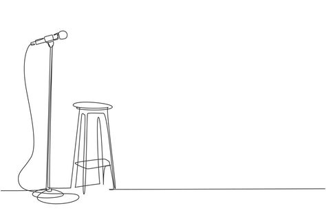 Comedy Lines, Microphone Drawing, Stand Mic, Graphic Design Vector, Stage Equipment, Continuous Line Drawing, Stand Up Comedians, Continuous Line, Stand Up Comedy