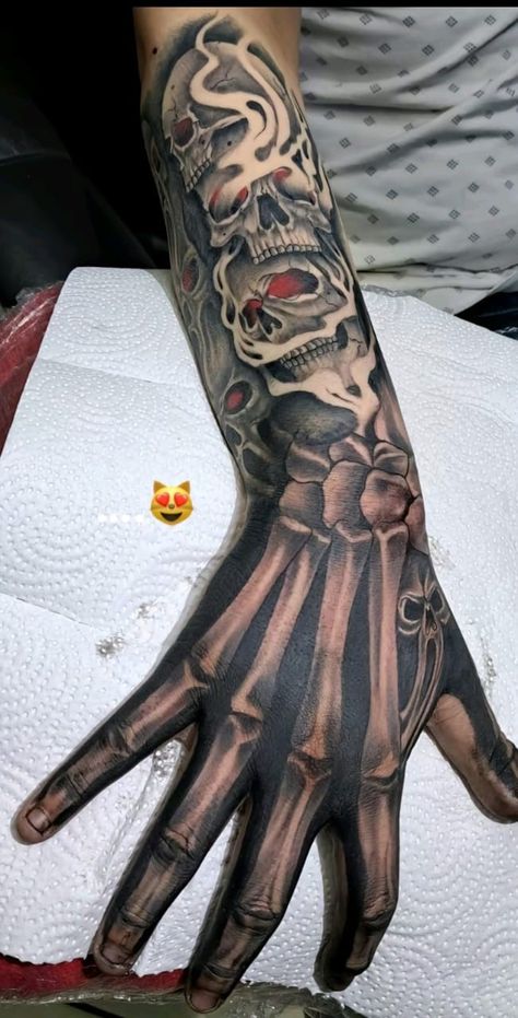 Reaper Arm Tattoo, Fire Tattoo For Men, Big Tattoo Ideas For Men, Skeleton Hand Tattoo Design, Sui̇ci̇deboys Tattoos, Skeleton Tattoo Design, Arm Tattoo Men, Skeleton Hand Tattoos, Cover Up Tattoos For Men