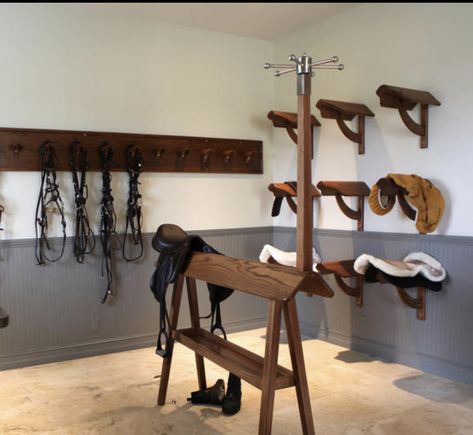 Tack Room Design Ideas, Tack Room Decor, Tackroom Ideas Equestrian, Barn Interior Design, Luxury Horse Barns, Dream Barn Stables, Tack Locker, Paddock Trail, Tack Room Organization