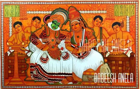 traditional kerala mural painting Beauty And Grace, Space Drawings, Kerala Mural Painting, Indian Art Gallery, Coffee Painting, Tanjore Painting, Indian Folk Art, Indian Artist, Pop Art Painting