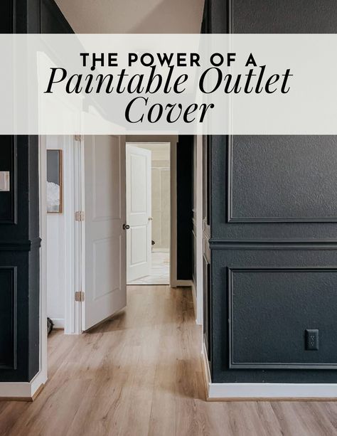 The Power of a Paintable Outlet Cover – Love & Renovations How To Cover Outlets On Wall, Paintable Outlet Cover, Cover Outlets On Wall, Black Outlet Covers On White Walls, Painting Outlet Covers, Black Outlet Covers, Hide Outlet, Black Outlet, Outlet Cover