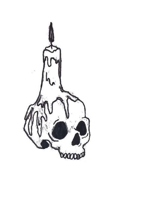 Skeleton Art Easy To Draw, Simple Creepy Drawings Easy, Small Creepy Drawings, Skull Candle Drawing, Simple Goth Drawings, Satanic Doodles, Gothic Doodles Easy, Small Creepy Doodles, Weird Sketches Easy