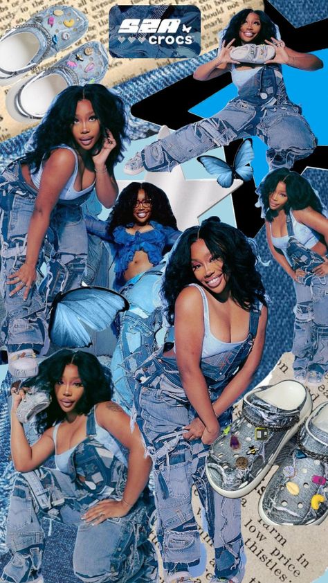 Quick sza collage#blue#sza#crocs Sza Crocs, Sza Collage, Jean Fits, Collage, Blue