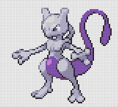 Minecraft Grid, Pokemon Chart, Perler Bead Pokemon Patterns, Mewtwo Pokemon, Pixel Art Minecraft, Image Pixel Art, Ironing Beads, Pokemon Cross Stitch Patterns, Kawaii Cross Stitch