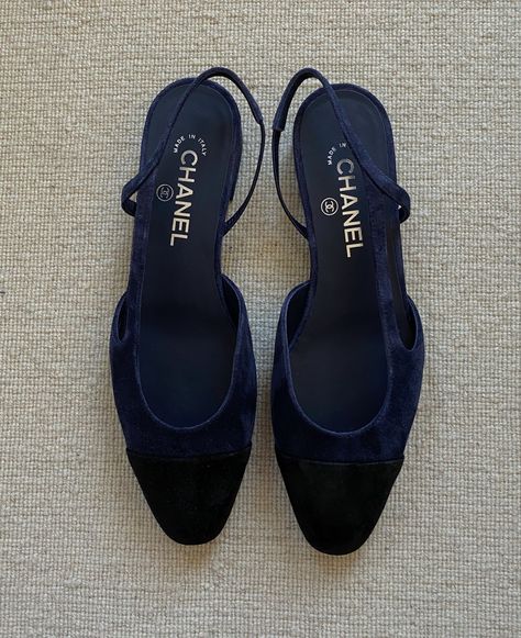 Old money, chanel slingback Chanel Slingback Flats, Chanel Slingback Outfit, Chanel Slingback Shoes, Slingback Chanel, Chanel Slingback, Chanel Flats, Navy Chanel, Spring Chicken, Shoes Heels Classy