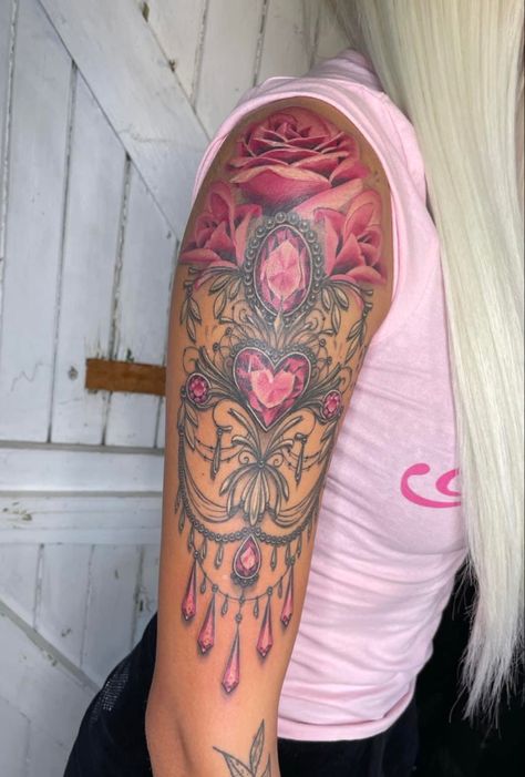 Pink Ink Tattoo, Mandala Tattoo Sleeve Women, 50 Shades Of Pink, Unique Half Sleeve Tattoos, Pink Tattoo, Word Tattoo, Neck Tattoos Women, Tattoos For Women Half Sleeve, Black Girls With Tattoos