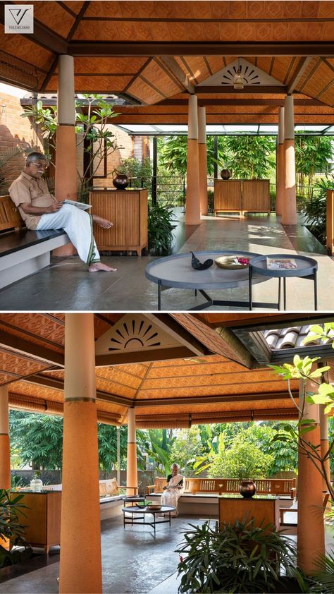 Traditional Sitout Designs, South Indian Homes Traditional, Modern South Indian House Design, Kerala Houses Design, Traditional Indian House Exterior Design, Indian Staircase Design, Traditional Architecture Indian, Farm House Indian Style Interior, Sitout Designs Modern Kerala