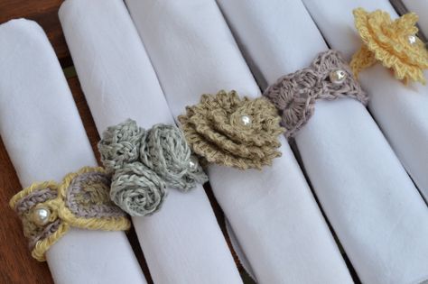 Napkin Rings Diy, Crochet Circles, Crochet Kitchen, Crochet Dishcloths, Linen Yarn, Crochet Decoration, Crochet Patterns Free Blanket, Crochet Rose, Love Crochet