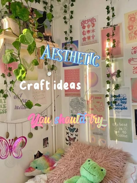 Cute Crafts Room Decor, Cute Diy Decorations For Your Room, Cute Room Decorations Diy, Cute Decorations For Bedrooms Diy, Crafts To Make For Your Room, Diy's For Your Room, Colorful Room Decor Diy, Pinterest Diy Room Decor, Pinterest Room Decor Small Spaces