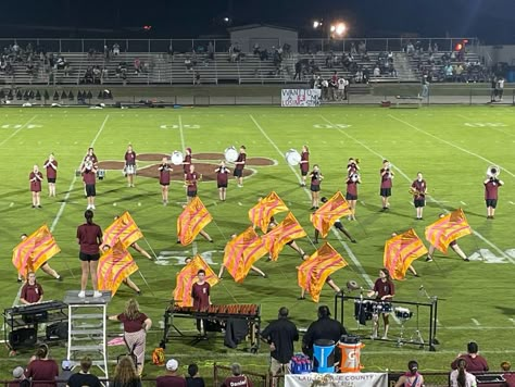 Peprally, flag, colorguard, band, football, cheer, cheerleaders, guard, pic, inspo, inspiration, instrument, maroon, white, dance, rifle High School Color Guard, Color Guard Tips, Marching Band Aesthetic, Colorguard Aesthetic, Color Guard Memes, High School Movies, Flute Playing, High School Aesthetic, School Movies