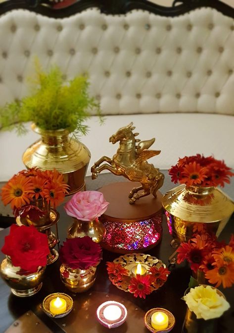 Diwali Diyas, Center Table Decor, Brass Decoration, Diwali Decor, Ethnic Home Decor, Ethnic Decor, Diwali Decoration, Indian Decor, Floral Decoration