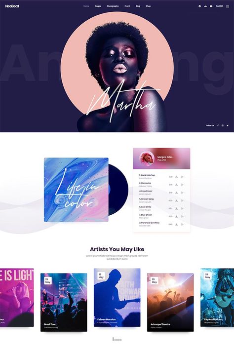 Neobeat boasts a sleek, dark interface with vibrant neon accents, perfect for creating a trendy and energetic atmosphere for your music website. Neon Website, Music Is Everything, Music Websites, Music Website, Modern Music, Wordpress Themes, Music Is, Your Music, Wordpress Theme