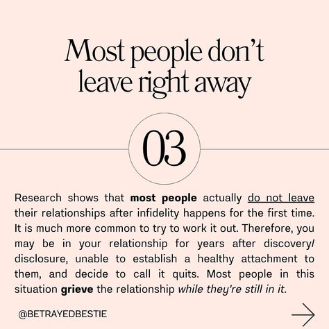 I don’t know who came up with waiting a year, and I definitely don’t understand how that can apply to ALL relationships. As a betrayal trauma + breakup coach, I understand the nuances of ending your relationship after some form of s*xual betrayal (like cheating, p*rn use) has happened in the relationship. The first module in Betrayed Bestie Academy is psychoeducation, so you can truly understand what you’ve been through and lay the foundation for the further mindset work, goal setting, an... Relationship Betrayal, Infidelity Recovery, Breakup Motivation, Mindset Work, Cheating Boyfriend, Narcissism Relationships, Ending A Relationship, Mindset Coaching, I Understand