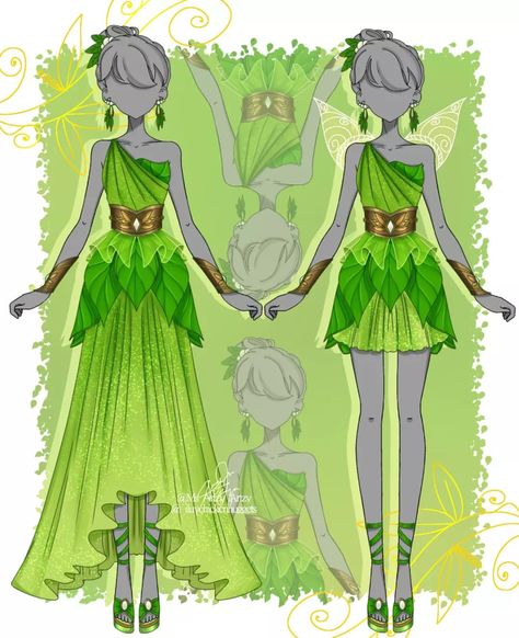 Tinkerbell Clothes, Disney Fairies Art, Cosplay Drawing, Tinkerbell Outfit, Disney Fairies Pixie Hollow, Disney Characters Costumes, Animated Clothes, Tinkerbell And Friends, Fairy Drawings