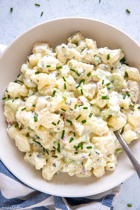 Clean Potato Salad, Healthy Potato Salad Greek Yogurt, Cold Potato Salad Recipes, Greek Yogurt Potato Salad, Potato Salad Greek Yogurt, Cold Potato Recipes, Potato Salad With Yogurt, Yogurt Potato Salad, Cold Potato Salad