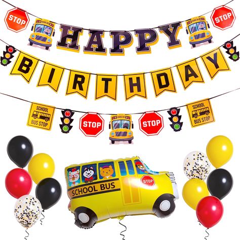 School Bus Decorations, Bus Theme Party, Bus Decorations, School Bus Birthday Party, School Bus Birthday, Bus Birthday Party, School Bus Party, Decorations For Party, Party School