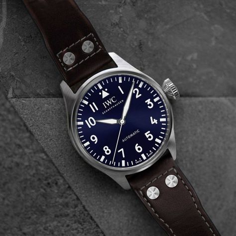 IWC Big Pilot’s Watch Iwc Big Pilot, Blue Dial Watch, Iwc Schaffhausen, Iwc Pilot, Iwc Watches, Pilot Watch, Watch Companies, Think About It, Watch Collection