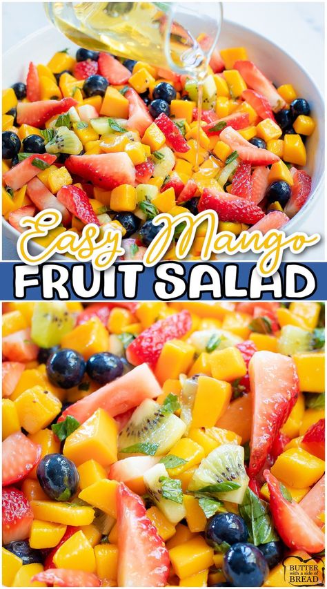 Easy Mango Fruit Salad with a light honey lime glaze that everyone loves! Bright, fresh & perfectly sweet fruit salad recipe everyone loves! Mango Fruit Salad, Sweet Fruit Salad, Fruit Salad Ingredients, Lime Glaze, Easy Fruit Salad Recipes, Tropical Fruit Salad, Healthy Fruit Salad, Dressing For Fruit Salad, Fruit Salad Recipe