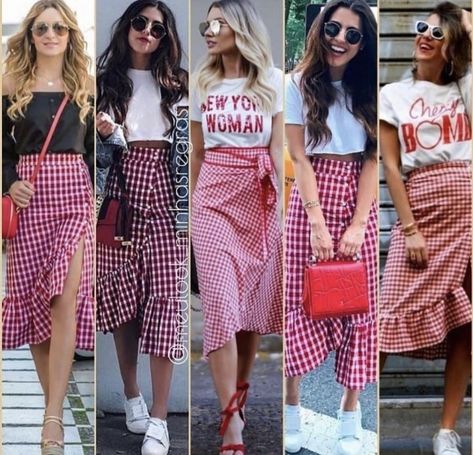 Gingham Skirt Outfit, Gingham Fashion, Quirky Fashion, Military Outfit, Lovely Clothes, Womens Casual Outfits, Wordpress Blog, Skirt Outfits, Boho Outfits