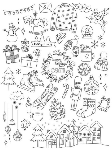 50 Super Easy Christmas Doodle Ideas 2 Easy Christmas Drawing Ideas, Gift Drawing Easy, Winter Doodles Easy, Christmas Ideas Drawing, Easy Christmas Designs, Christmas Easy Drawing, Christmas Doodles Easy, Festive Doodles, Christmas Doodles Ideas