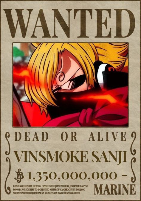 One Piece Wanted Posters Sanji, Sanji Bounty Poster, Vinsmoke Sanji Wanted Poster, Sanji Wanted Poster, Sanji Poster, Luffy Bounty, One Piece Bounties, One Piece Logo, Anime Picture Hd