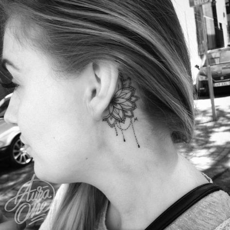 behind-the-ear-tattoo-design-37 Bird Tattoo Behind Ear, Red Bird Tattoo, Back Ear Tattoo, Behind The Ear Tattoos, Red Bird Tattoos, Behind Ear Tattoos, Tattoo Behind Ear, Ear Tattoos, Skeleton Hand Tattoo