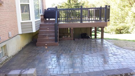 Deck and Patio combo Patio Images, Patio Pictures, Deck And Patio, Cement Patio, Diy Backyard Patio, Building A Porch, Patio Deck Designs, Deck Designs Backyard, Backyard Porch