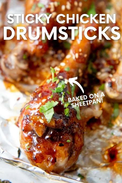 This easy recipe for Baked Sticky Chicken Legs will become your favorite chicken recipe! It's a family favorite recipe that comes together fast. Sticky Chicken Legs Recipes, Sticky Chicken Drumsticks, Chicken Legs Recipes, Chicken Legs Recipe, Baked Chicken Drumsticks, Chicken Leg Recipes, Sticky Chicken, Favorite Recipes Chicken, Chicken Drumstick Recipes