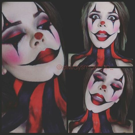 Jester/harlequin makeup by AllWaysMakeup. #makeup #jester #harlequin #halloween Harlequin Makeup Halloween, Scary Jester Makeup, Halloween Jester Makeup, Clown Astethic, Harlequin Makeup, Jester Makeup, Circus Makeup, Halloweenský Makeup