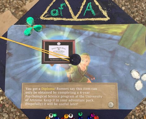 Legend Of Zelda Graduation Cap, Zelda Graduation Cap, Funny Grad Cap Ideas, Funny Graduation Caps, Graduation Cap Decoration Diy, Cap Graduation, High School Graduation Cap, Botw Zelda, Zelda Funny