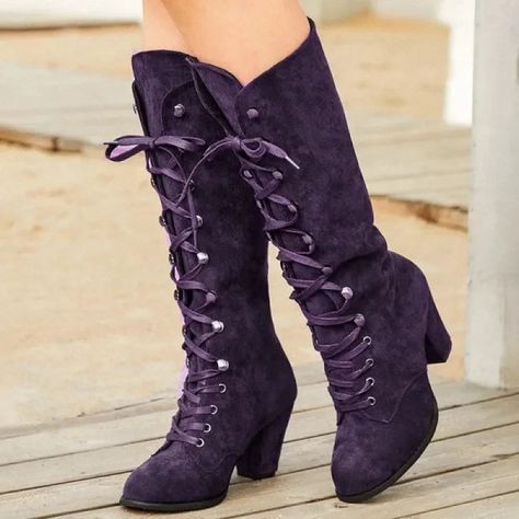 Combat Boots Heels, High Thigh Boots, Steampunk Boots, Womens Rubber Boots, Chunky Heels Casual, Glamour Vintage, Rider Boots, Heel Stretch, Trendy Boots