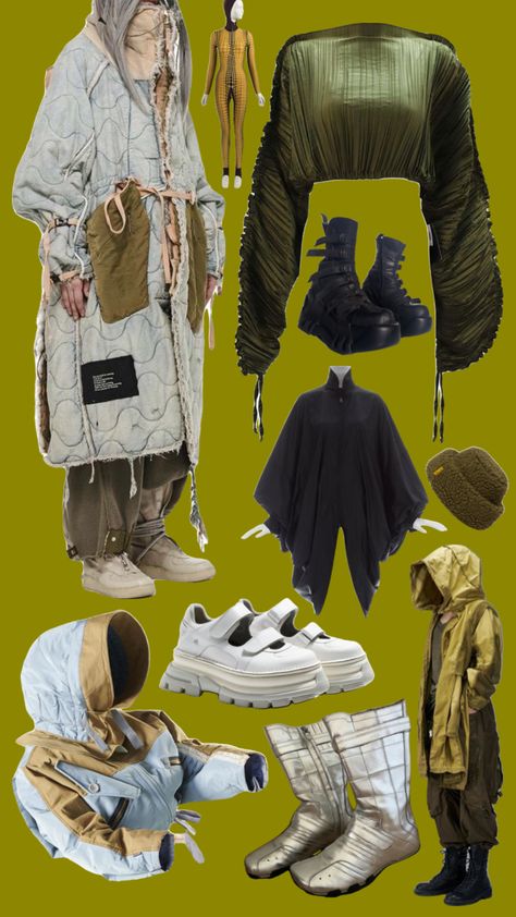 #outfit #outfitinspo #scifi #futuristic #hamcus #dystopian Solar Punk Aesthetic Fashion, Solarpunk Outfit, Solar Punk Aesthetic, Solar Punk Fashion, Earthy Tone Outfits, Agender Fashion, Dystopian Outfits, Scifi Outfit, Solar Punk