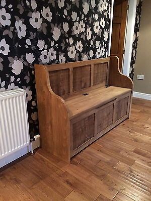 5 ft Rustic Monks Bench/Settle/Pew With Storage (MADE TO ANY SIZE) | eBay Monks Bench, Window Bench Seat, Porch Bench, Painted Stools, Brown Rooms, Seat Bench, Ottoman Storage Bed, Cottage Kitchens, Rustic Storage