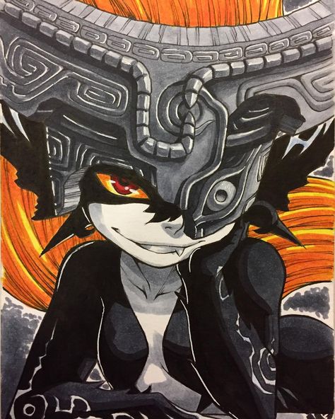 Midna is done! First comic marker illustration, have to say I like them a lot so far! My wallet hates them. #legendofzeldatwilightprincess… Midna X Link, Zelda Midna, Legend Of Zelda Midna, Princess Midna, Link And Midna, Twilight Princess Midna, Zelda Tattoo, Legend Of Zelda Twilight Princess, Childhood Characters