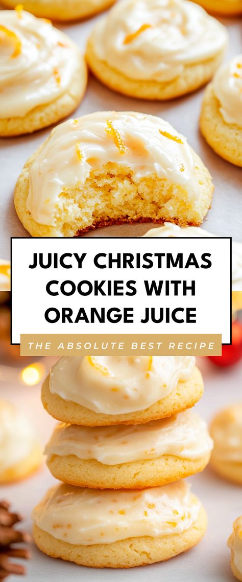 Image for Juicy Christmas Cookies with Orange Juice Orange Coconut Cookies, Orange Frosted Cookies, Baking With Oranges Easy Recipes, Easy Orange Cookies, Festive Christmas Cookies Recipes, Orange Flavored Cookies, Cranberry Orange Sugar Cookies, Uses For Oranges, Baking With Oranges