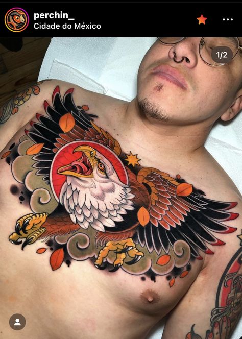 Neo Traditional Chest Tattoo Men, Neotraditional Stomach Tattoo, Traditional Chest Tattoo Men, Neo Traditional Chest Tattoo, Neotraditional Tattoo Design, Traditional Chest Tattoo, Full Chest Tattoos, Traditional Chest, Stomach Tattoo