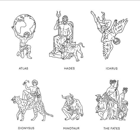 Greek Astrology Tattoos, Shaded Patchwork Tattoos, Greek Flash Tattoo, Greek Tattoos Men, Greek Tattoo Ideas For Men, Greek Myth Tattoos, Dionysus Tattoo, Greece Mythology Tattoo, Greek Gods Tattoo