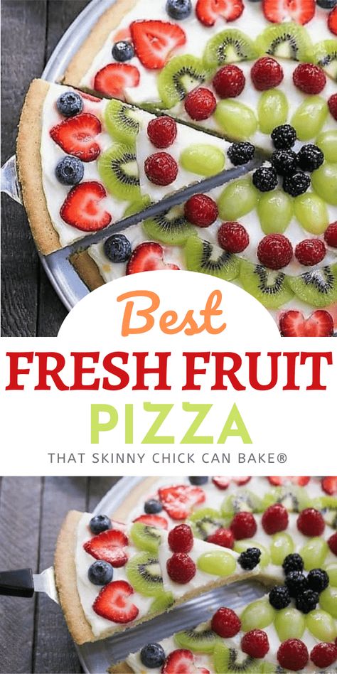 Fruit Pizza Frosting Recipe, Easy Fruit Pizza Sugar Cookie, Cookie Pizza Fruit, Recipe For Fruit Pizza, Fruit Cookie Pizza, Fruit Pizza With Cream Cheese, Sugar Cookie Crust Fruit Pizza, Homemade Fruit Pizza, Pizza With Cream Cheese